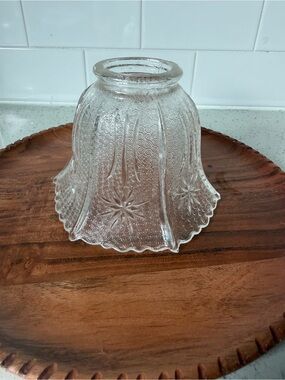 Clear Pressed Glass Lamp Shade with Starburst Pattern